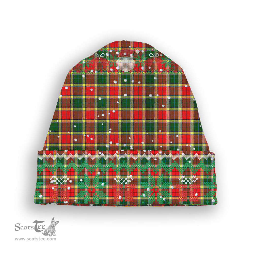 ScotsTee Shop Scottish Gibsone Tartan Plaid Christmas Deer Snowman Snowflake Bell Knit Beanie