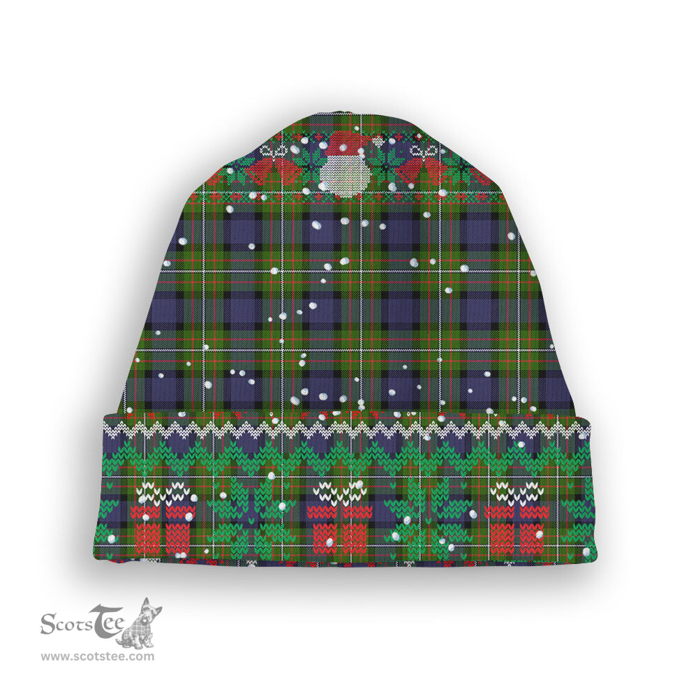 ScotsTee Shop Scottish Ferguson Modern Tartan Plaid Christmas Deer Snowman Snowflake Bell Knit Beanie