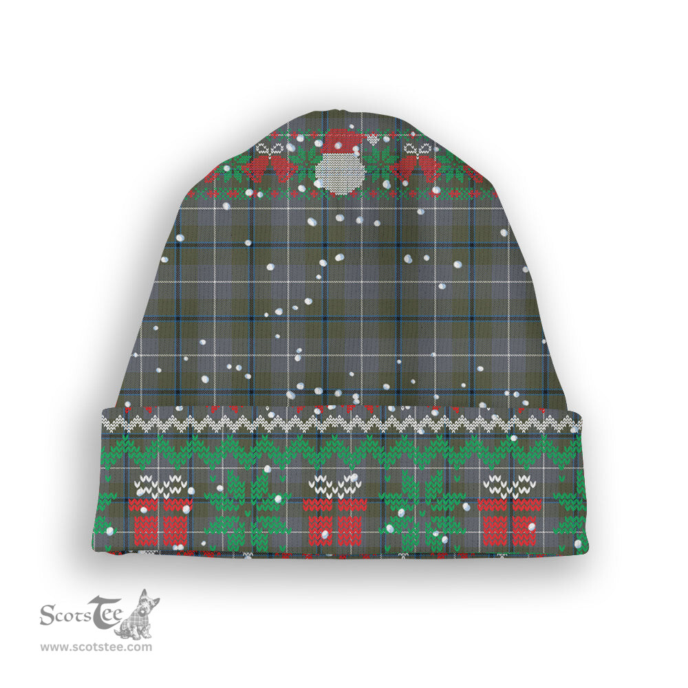 ScotsTee Shop Scottish Douglas Green Ancient Tartan Plaid Christmas Deer Snowman Snowflake Bell Knit Beanie