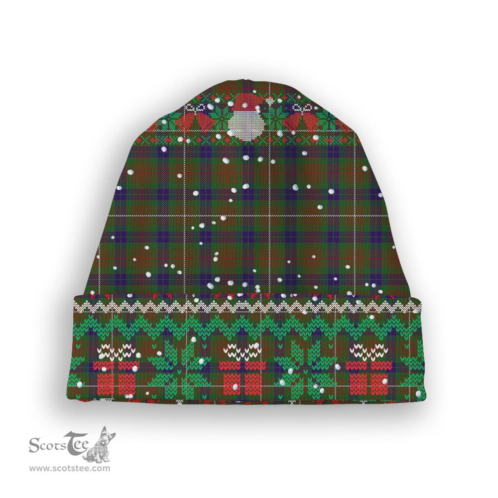 ScotsTee Shop Scottish Fraser Hunting Tartan Plaid Christmas Deer Snowman Snowflake Bell Knit Beanie