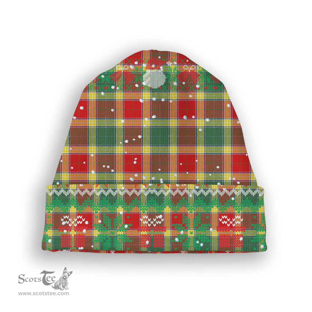 ScotsTee Shop Scottish Gibbs Modern Tartan Plaid Christmas Deer Snowman Snowflake Bell Knit Beanie