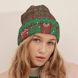 ScotsTee Shop Scottish Donald of Kingsburgh Tartan Plaid Christmas Deer Snowman Snowflake Bell Knit Beanie