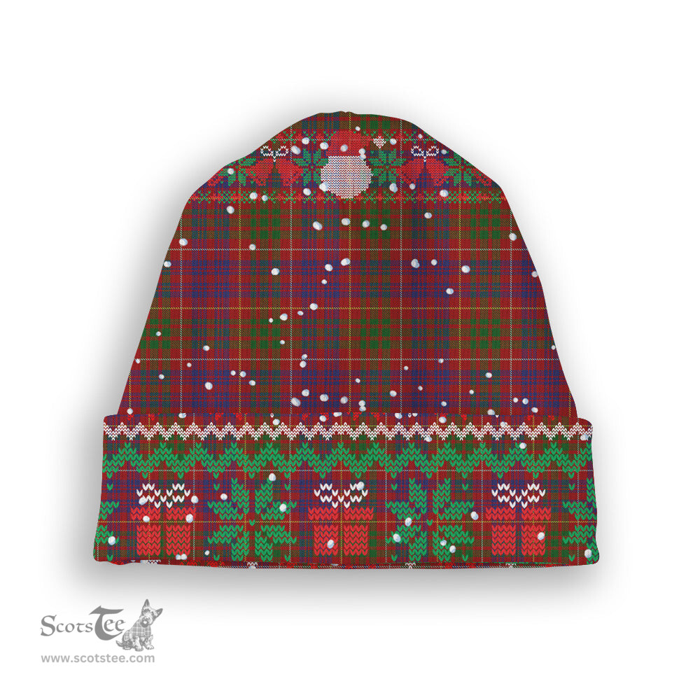 ScotsTee Shop Scottish Fox Red Tartan Plaid Christmas Deer Snowman Snowflake Bell Knit Beanie
