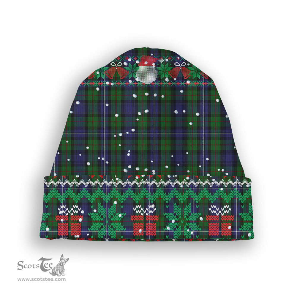 ScotsTee Shop Scottish Donnachaidh Robertson Tartan Plaid Christmas Deer Snowman Snowflake Bell Knit Beanie