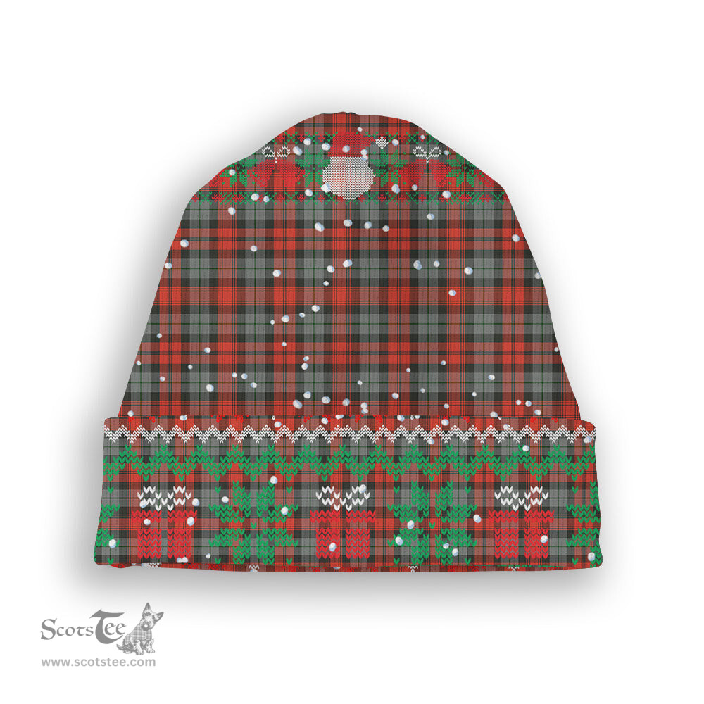 ScotsTee Shop Scottish McLachlan Weathered Tartan Plaid Christmas Deer Snowman Snowflake Bell Knit Beanie