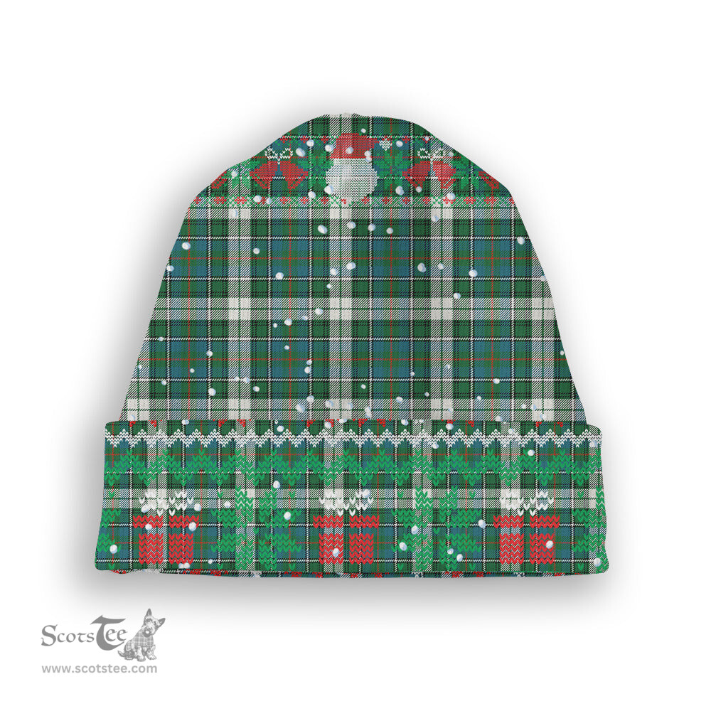 ScotsTee Shop Scottish MacInnes Dress Ancient Tartan Plaid Christmas Deer Snowman Snowflake Bell Knit Beanie