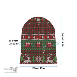 ScotsTee Shop Scottish Hunter USA Tartan Plaid Christmas Deer Snowman Snowflake Bell Knit Beanie