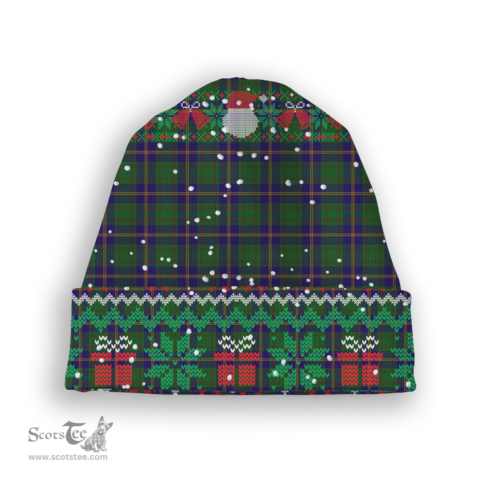 ScotsTee Shop Scottish Leatherneck Tartan Plaid Christmas Deer Snowman Snowflake Bell Knit Beanie