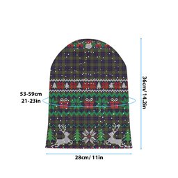 ScotsTee Shop Scottish MacLellan Tartan Plaid Christmas Deer Snowman Snowflake Bell Knit Beanie