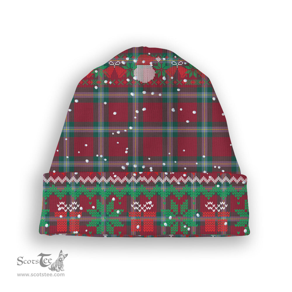 ScotsTee Shop Scottish McLaine of Loch Buie Modern Tartan Plaid Christmas Deer Snowman Snowflake Bell Knit Beanie