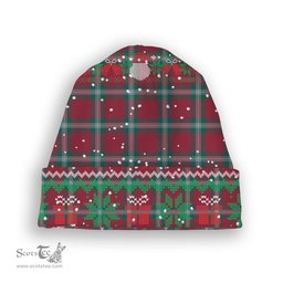 ScotsTee Shop Scottish McLaine of Loch Buie Modern Tartan Plaid Christmas Deer Snowman Snowflake Bell Knit Beanie