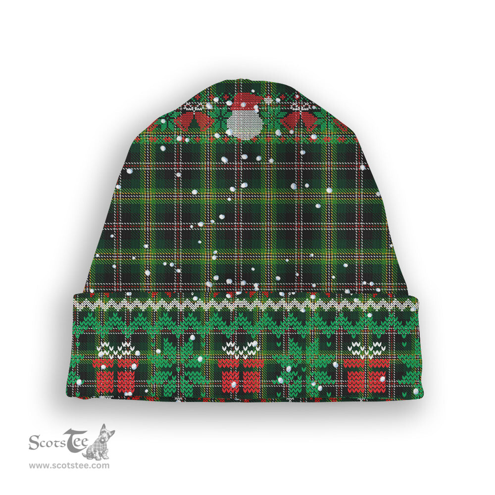 ScotsTee Shop Scottish Madewell Tartan Plaid Christmas Deer Snowman Snowflake Bell Knit Beanie