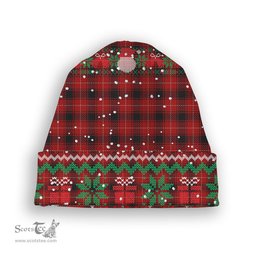 ScotsTee Shop Scottish McIvor Tartan Plaid Christmas Deer Snowman Snowflake Bell Knit Beanie