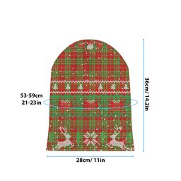 ScotsTee Shop Scottish Leask Modern Tartan Plaid Christmas Deer Snowman Snowflake Bell Knit Beanie