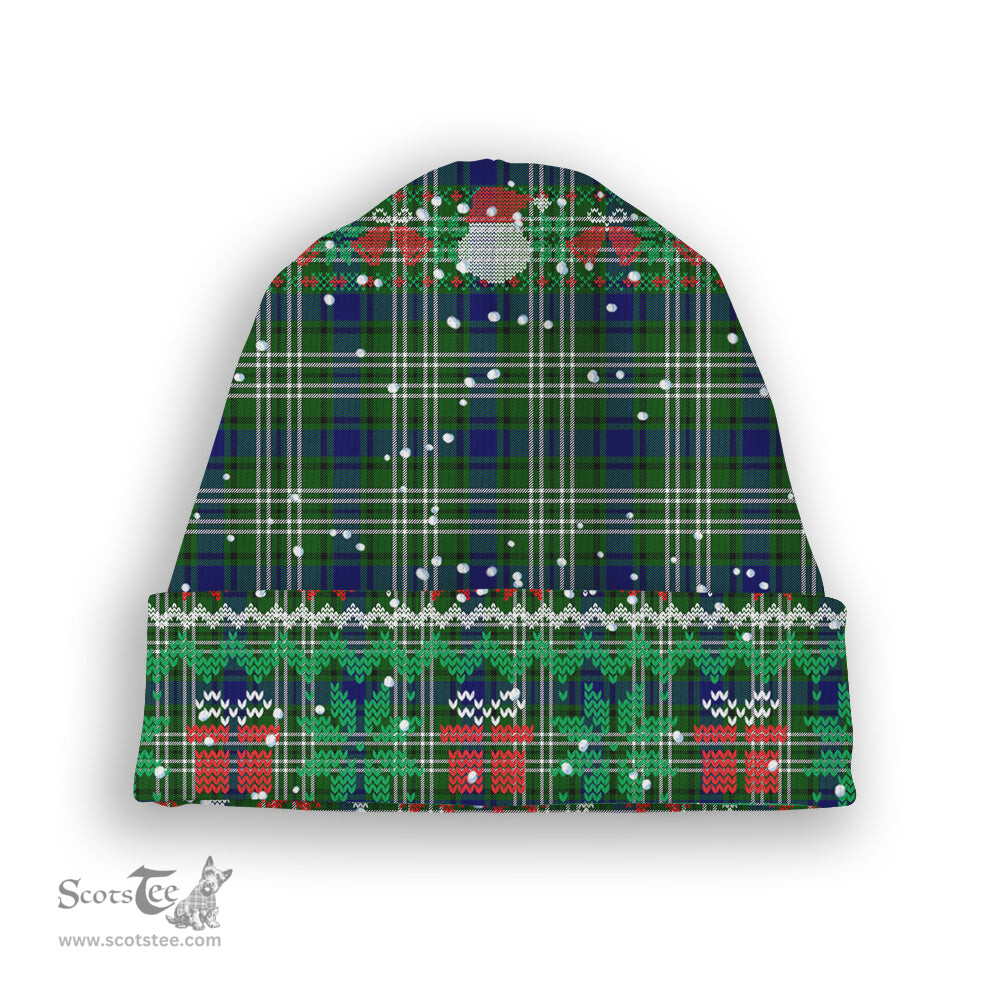 ScotsTee Shop Scottish Learmonth Tartan Plaid Christmas Deer Snowman Snowflake Bell Knit Beanie