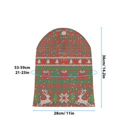 ScotsTee Shop Scottish McDougall Ancient Tartan Plaid Christmas Deer Snowman Snowflake Bell Knit Beanie