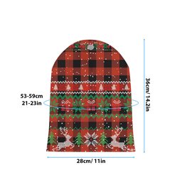ScotsTee Shop Scottish Gregor Red & Black Ancient Tartan Plaid Christmas Deer Snowman Snowflake Bell Knit Beanie