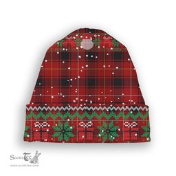 ScotsTee Shop Scottish MacIvor Modern Tartan Plaid Christmas Deer Snowman Snowflake Bell Knit Beanie