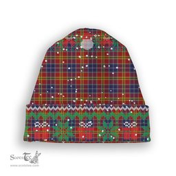 ScotsTee Shop Scottish Lermontov Tartan Plaid Christmas Deer Snowman Snowflake Bell Knit Beanie