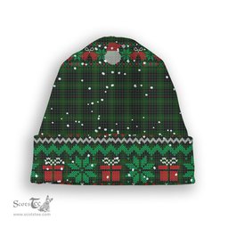 ScotsTee Shop Scottish McAulay Hunting Tartan Plaid Christmas Deer Snowman Snowflake Bell Knit Beanie