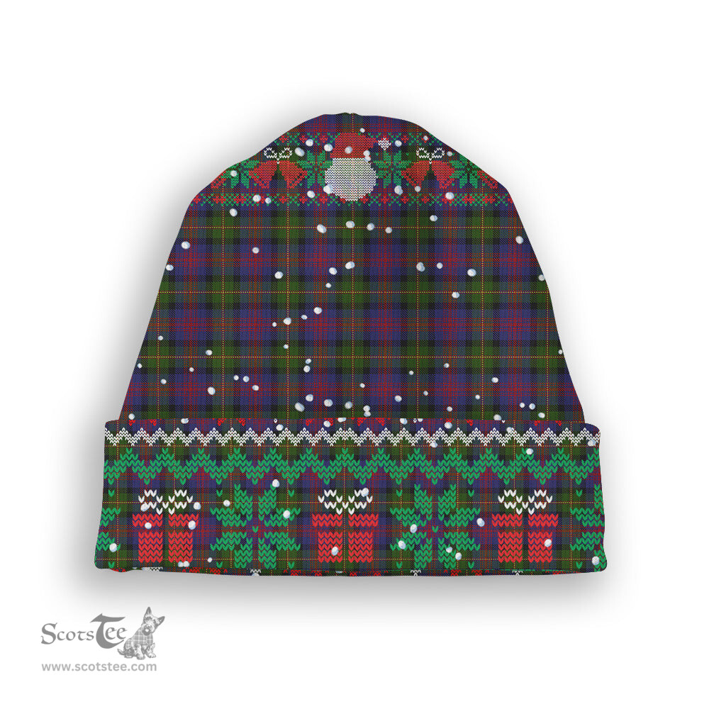 ScotsTee Shop Scottish MacLennan Tartan Plaid Christmas Deer Snowman Snowflake Bell Knit Beanie