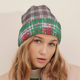 ScotsTee Shop Scottish MacBain Dress Modern Tartan Plaid Christmas Deer Snowman Snowflake Bell Knit Beanie