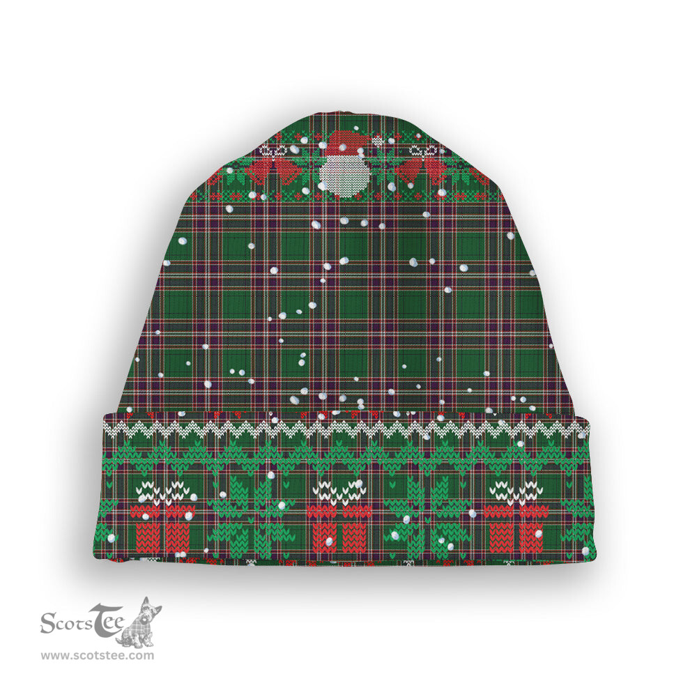 ScotsTee Shop Scottish MacFarlane Hunting Tartan Plaid Christmas Deer Snowman Snowflake Bell Knit Beanie