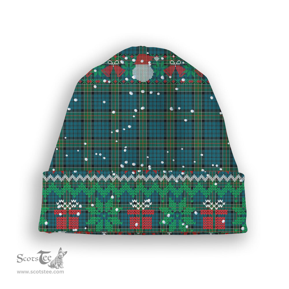 ScotsTee Shop Scottish Kirkpatrick Tartan Plaid Christmas Deer Snowman Snowflake Bell Knit Beanie