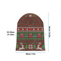 ScotsTee Shop Scottish MacLean of Duart Tartan Plaid Christmas Deer Snowman Snowflake Bell Knit Beanie