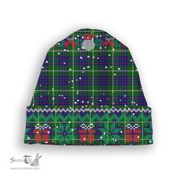ScotsTee Shop Scottish MacIntyre Hunting Modern Tartan Plaid Christmas Deer Snowman Snowflake Bell Knit Beanie