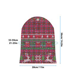 ScotsTee Shop Scottish McGowan Portrait Modern Tartan Plaid Christmas Deer Snowman Snowflake Bell Knit Beanie