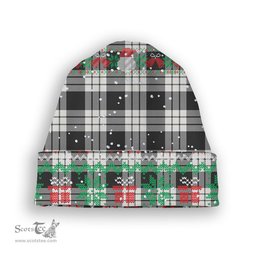 ScotsTee Shop Scottish McFarland Black White Tartan Plaid Christmas Deer Snowman Snowflake Bell Knit Beanie