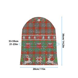 ScotsTee Shop Scottish McFarland Red Ancient Tartan Plaid Christmas Deer Snowman Snowflake Bell Knit Beanie