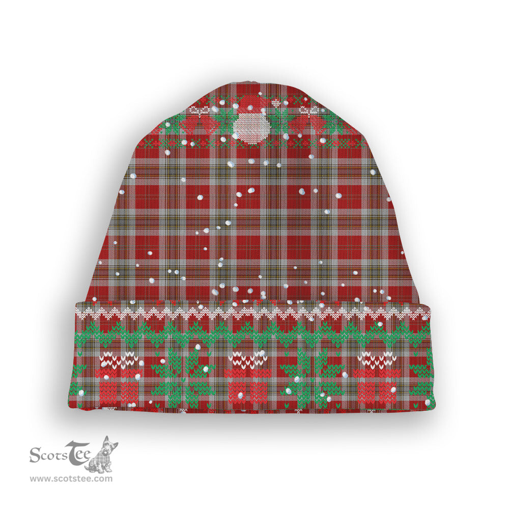 ScotsTee Shop Scottish MacLean of Duart Dress Red Tartan Plaid Christmas Deer Snowman Snowflake Bell Knit Beanie