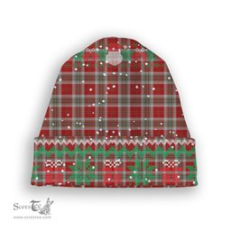 ScotsTee Shop Scottish MacLean of Duart Dress Red Tartan Plaid Christmas Deer Snowman Snowflake Bell Knit Beanie