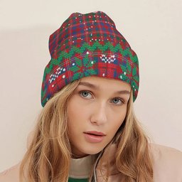 ScotsTee Shop Scottish MacColl Hunting Modern Tartan Plaid Christmas Deer Snowman Snowflake Bell Knit Beanie