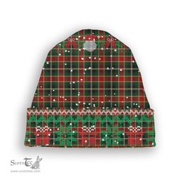 ScotsTee Shop Scottish McLachlan Hunting Modern Tartan Plaid Christmas Deer Snowman Snowflake Bell Knit Beanie