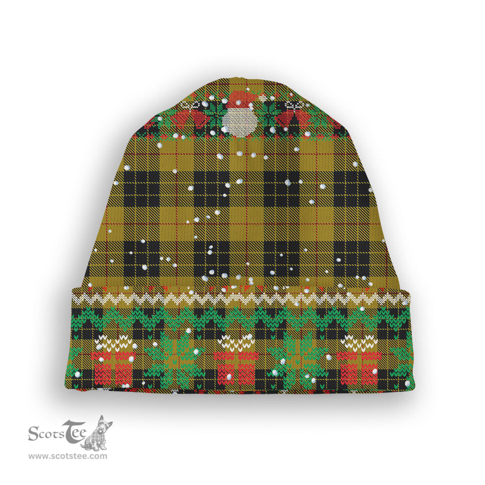 ScotsTee Shop Scottish MacLeod of Lewis Ancient Tartan Plaid Christmas Deer Snowman Snowflake Bell Knit Beanie