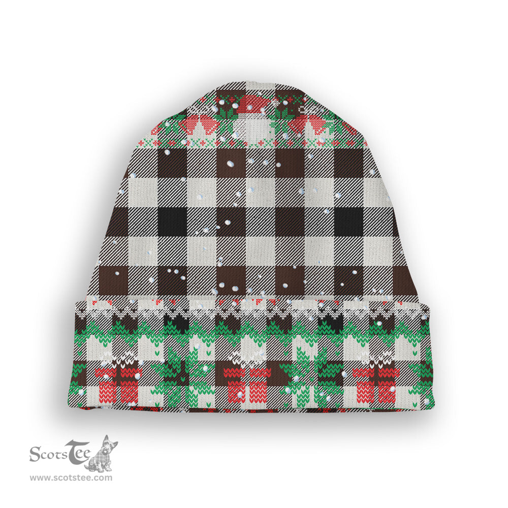 ScotsTee Shop Scottish Hogg Modern Tartan Plaid Christmas Deer Snowman Snowflake Bell Knit Beanie