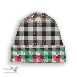 ScotsTee Shop Scottish Hogg Modern Tartan Plaid Christmas Deer Snowman Snowflake Bell Knit Beanie