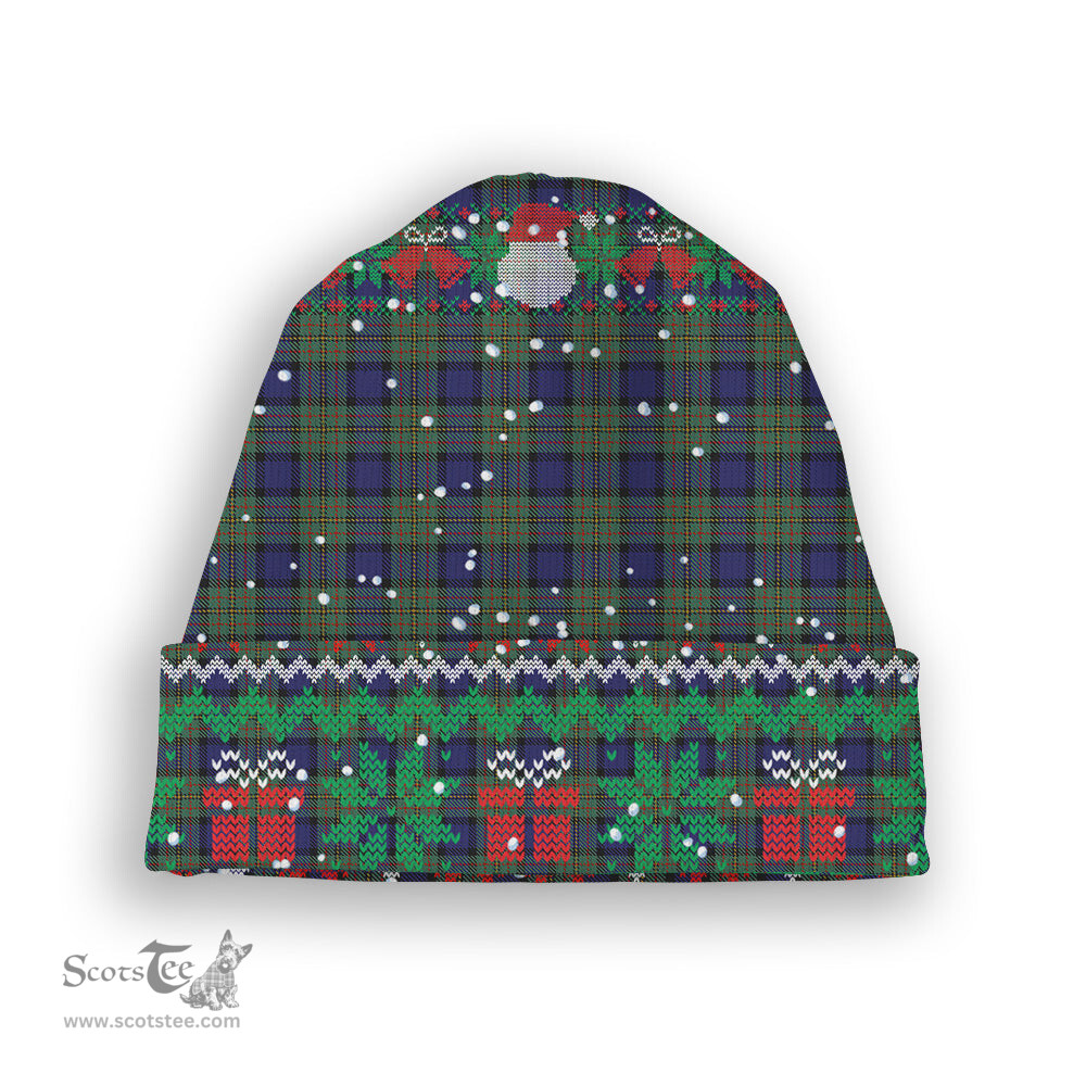 ScotsTee Shop Scottish MacLaren Tartan Plaid Christmas Deer Snowman Snowflake Bell Knit Beanie