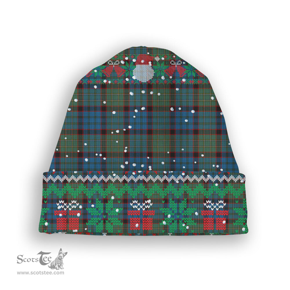 ScotsTee Shop Scottish MacNicol Hunting Tartan Plaid Christmas Deer Snowman Snowflake Bell Knit Beanie