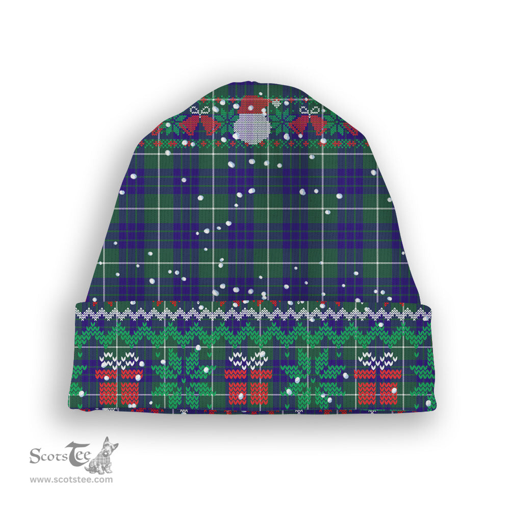 ScotsTee Shop Scottish Hamilton Hunting Modern Tartan Plaid Christmas Deer Snowman Snowflake Bell Knit Beanie