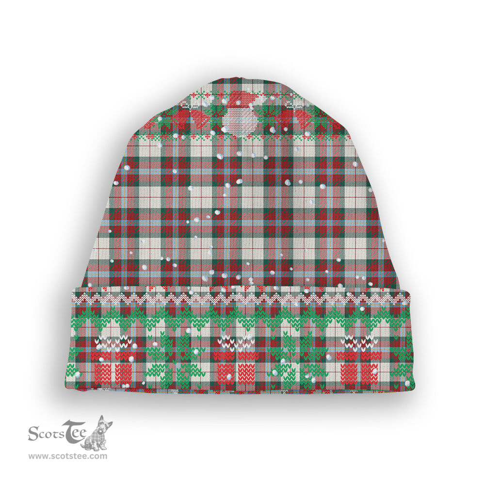 ScotsTee Shop Scottish MacLean Dress Modern Tartan Plaid Christmas Deer Snowman Snowflake Bell Knit Beanie