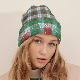 ScotsTee Shop Scottish MacBeth Dress Ancient Tartan Plaid Christmas Deer Snowman Snowflake Bell Knit Beanie