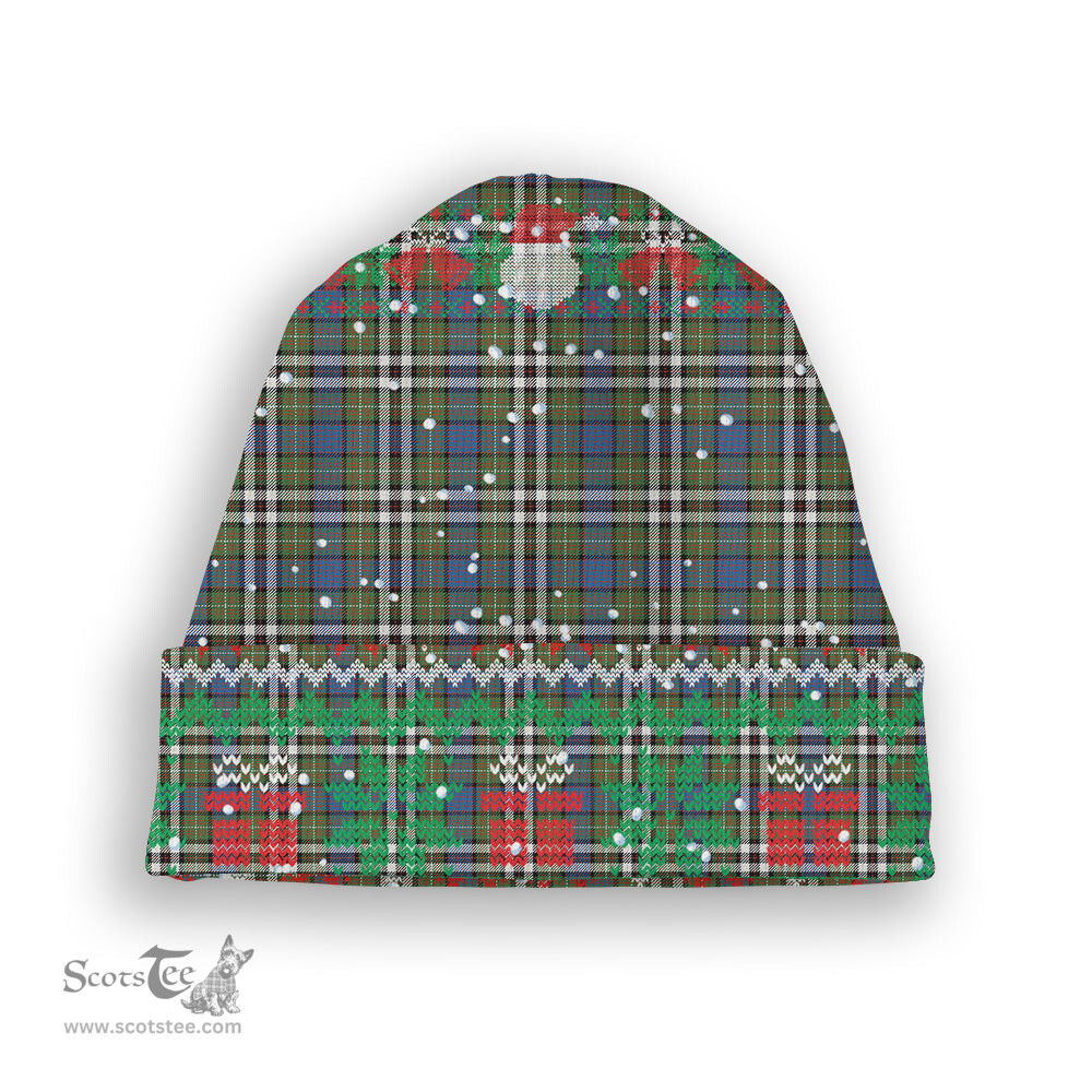 ScotsTee Shop Scottish McDonell of Glengarry Dress Ancient Tartan Plaid Christmas Deer Snowman Snowflake Bell Knit Beanie