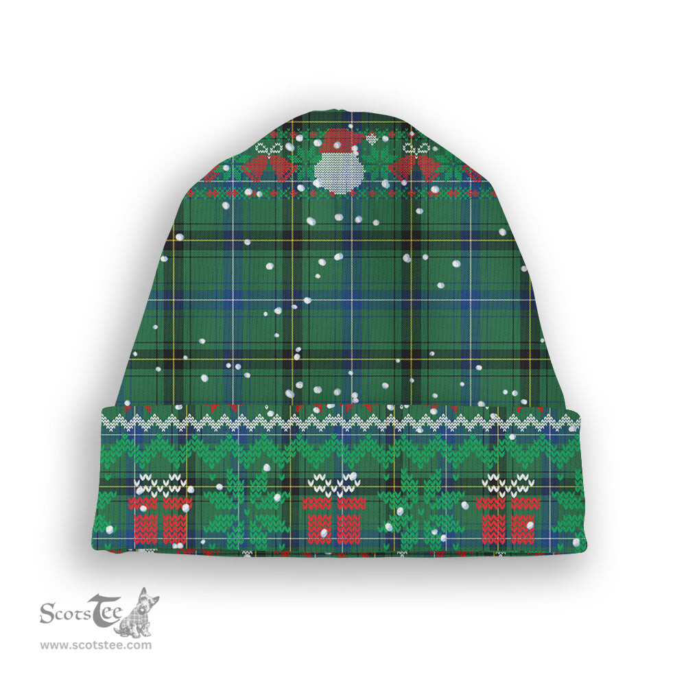 ScotsTee Shop Scottish Henderson Ancient Tartan Plaid Christmas Deer Snowman Snowflake Bell Knit Beanie