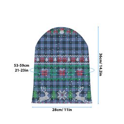 ScotsTee Shop Scottish MacKay Blue Tartan Plaid Christmas Deer Snowman Snowflake Bell Knit Beanie
