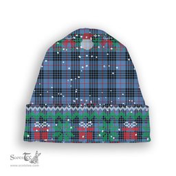 ScotsTee Shop Scottish MacKay Blue Tartan Plaid Christmas Deer Snowman Snowflake Bell Knit Beanie