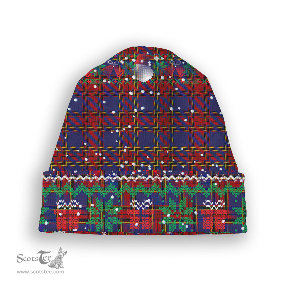 ScotsTee Shop Scottish Leslie J Cant Tartan Plaid Christmas Deer Snowman Snowflake Bell Knit Beanie
